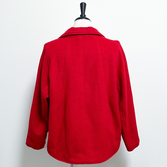 Marla Wynne Layers Red Melton Wool Blend Snap Button Dolman Sleeve Coat Medium - Picture 6 of 12